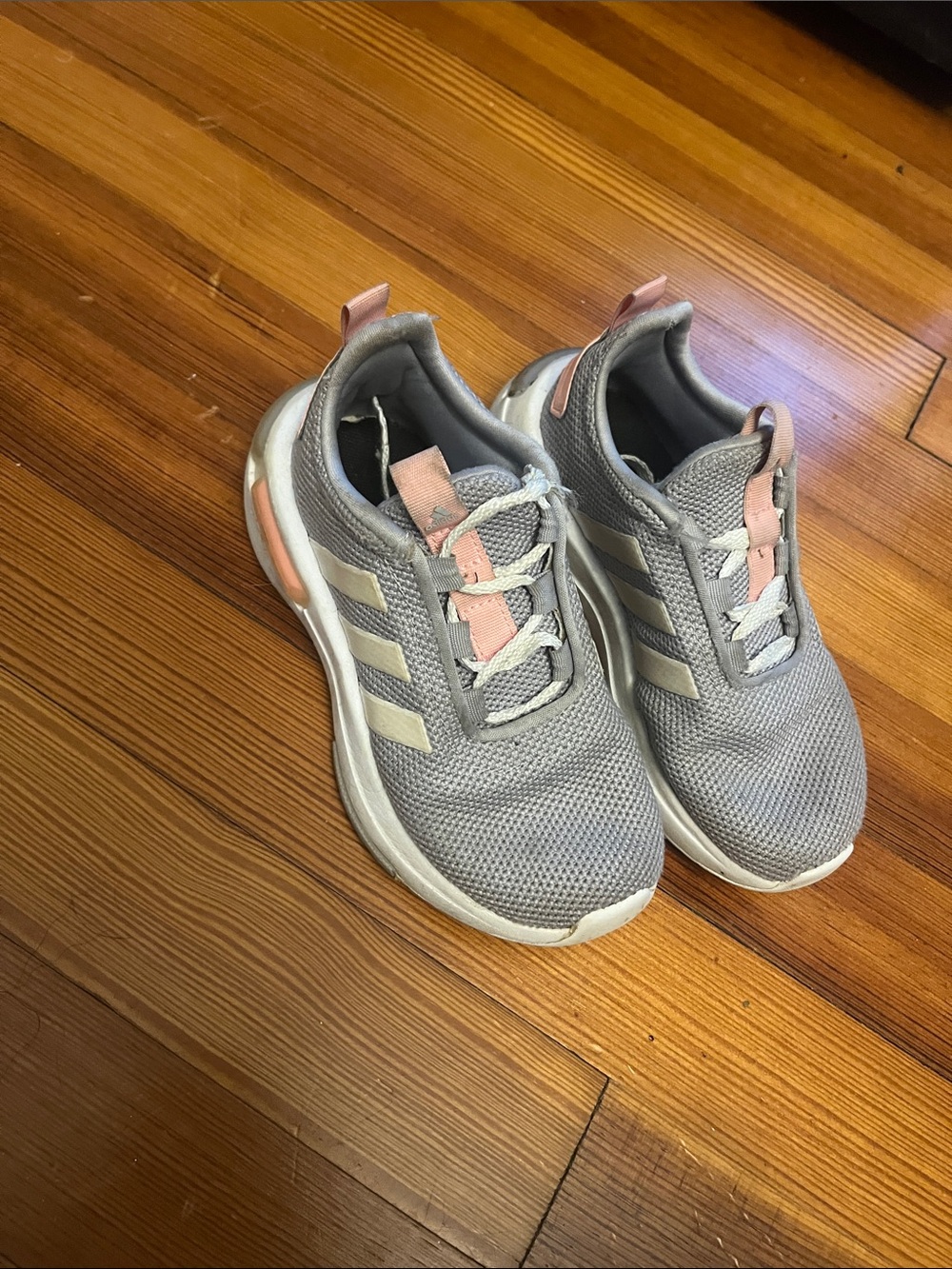 adidas Gray and Pink Kids Athletic Sneakers
